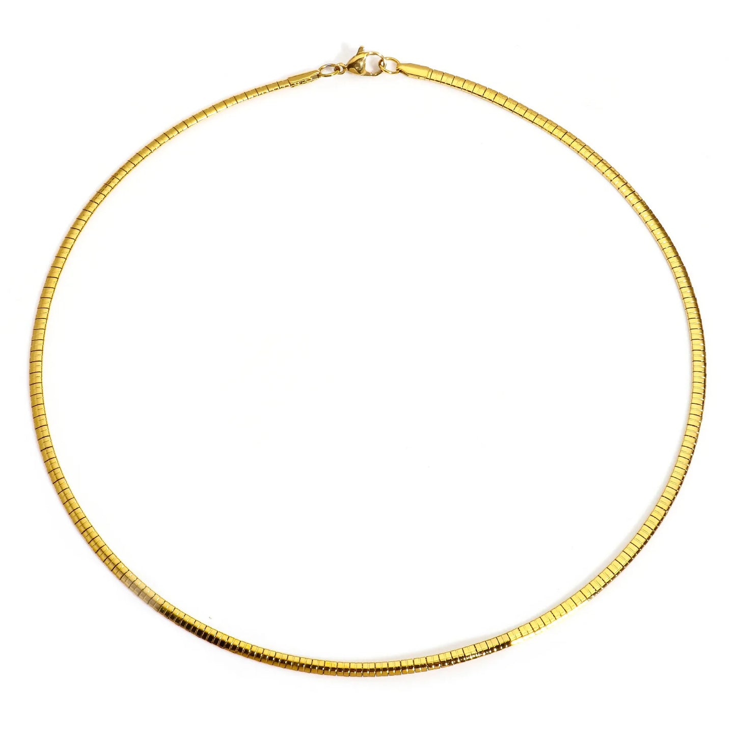 1 Piece 304 Stainless Steel  Chain Collar Neck Ring Necklace For Women Men Golden/Silvery Punk Jewelry 45cm(17 6/8") Long