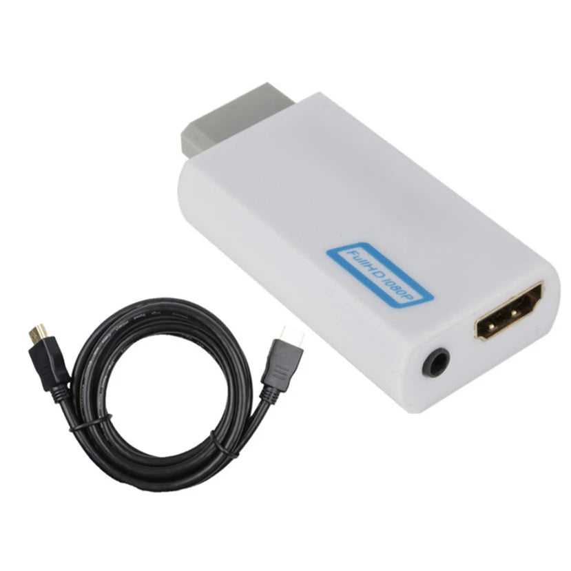WII to HDMI-compatible Converter with 3.5mm Audio Video Cable Full HD 720P/1080P Wii2HD Adaptor for PC HDTV Monitor Display