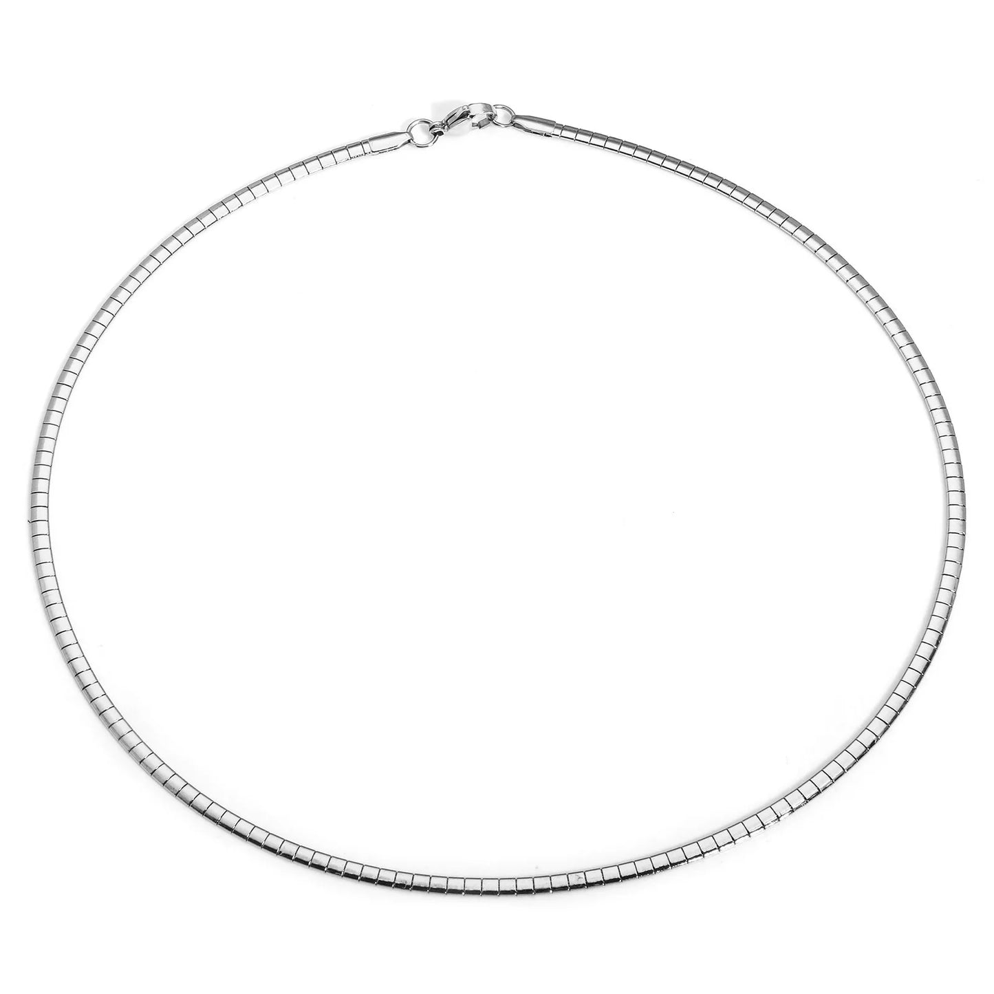 1 Piece 304 Stainless Steel  Chain Collar Neck Ring Necklace For Women Men Golden/Silvery Punk Jewelry 45cm(17 6/8") Long