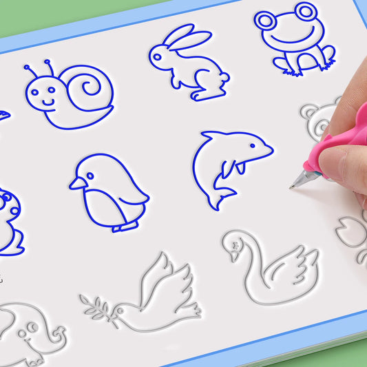 Reusable Groove Handwriting Practice Book, Drawing Practice Book with Groove Lines to Train Pen Control Skills - Stimulates Imagination and Art Skills, Perfect Back-To-School Gift, Birthday Gift, Easter and Christmas Educatio