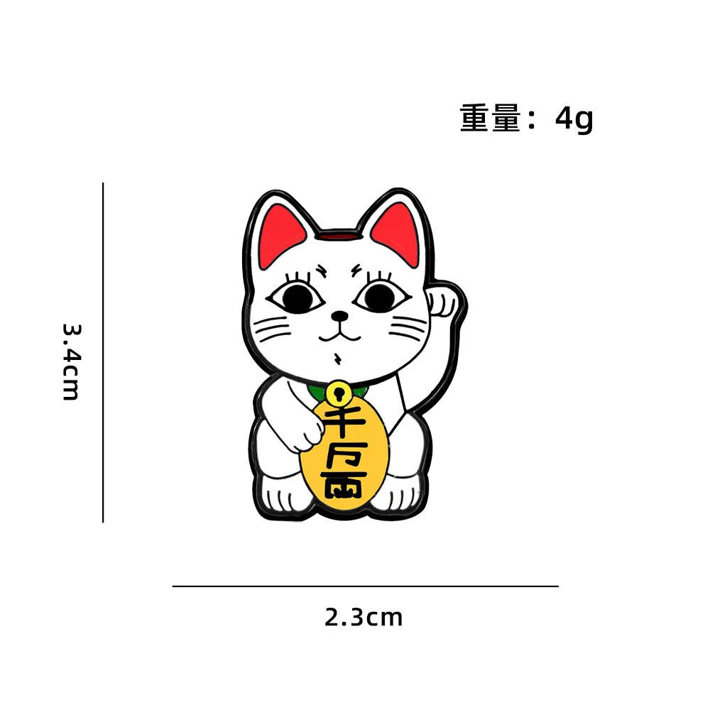 Cartoon white cat brooch, cat red wine, cute backpack, accessories, clothing decorations, zinc alloy badge