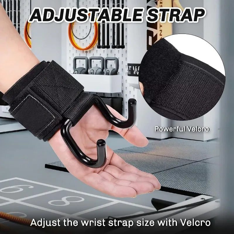1Pair Wrist Straps for Weightlifting Adjustable Strap Hand Grips, Hooks for Pull-Ups, Deadlifts, Strength Training&Gym Workout
