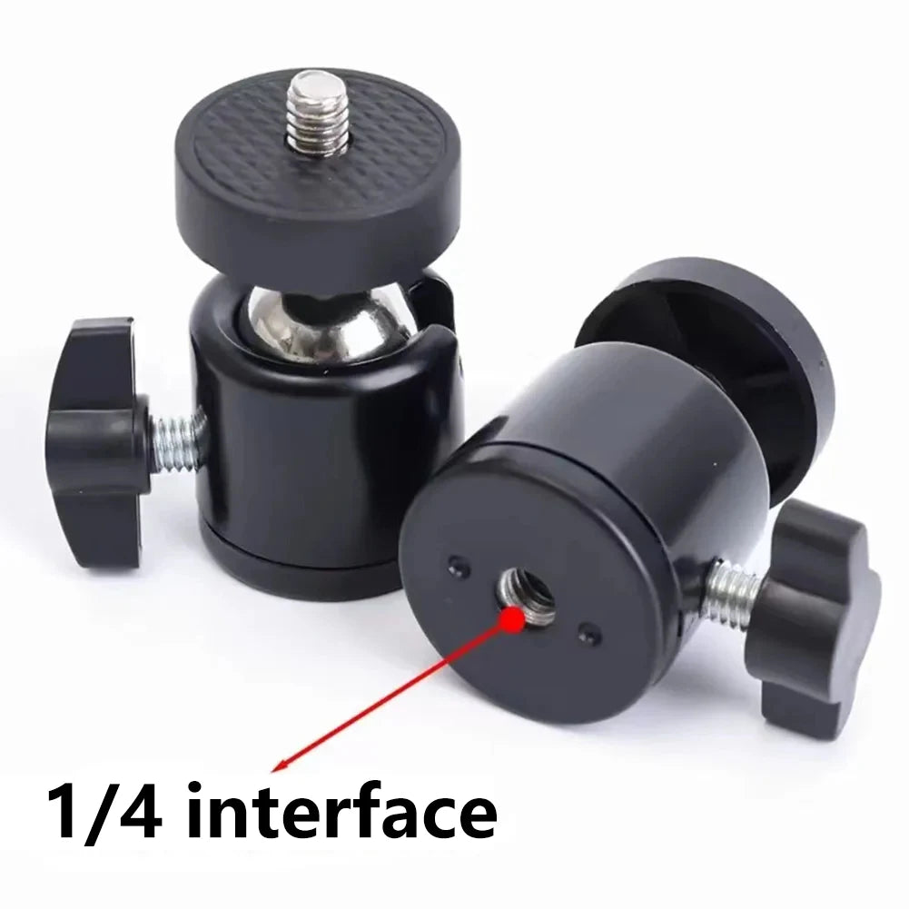 Aluminum Alloy 360° Rotatable Mini Ball Head with 1/4" Screw for DSLR Camera Tripod Phone Mount Vlog Photography