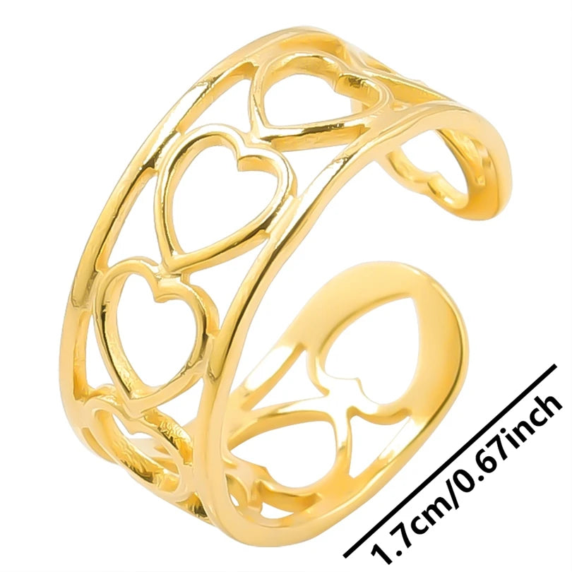 6pcs/lot Wholesale Various Chunky Rings Real Gold Plated Love Abstract DIY Shell Star Sun Bat Shaped Rings Women Jewelry Gifts