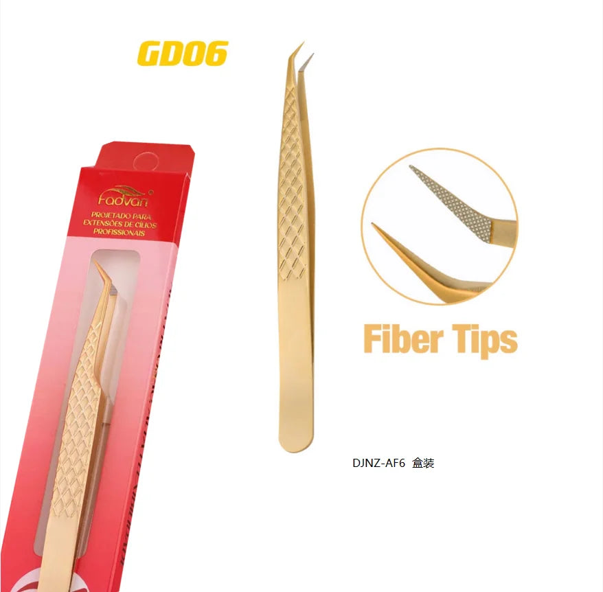 FADVAN High-precision Fiber Tip Tweezer for Eyelash Extensions Stainless Steel Antistatic Straight Tools with Boxed