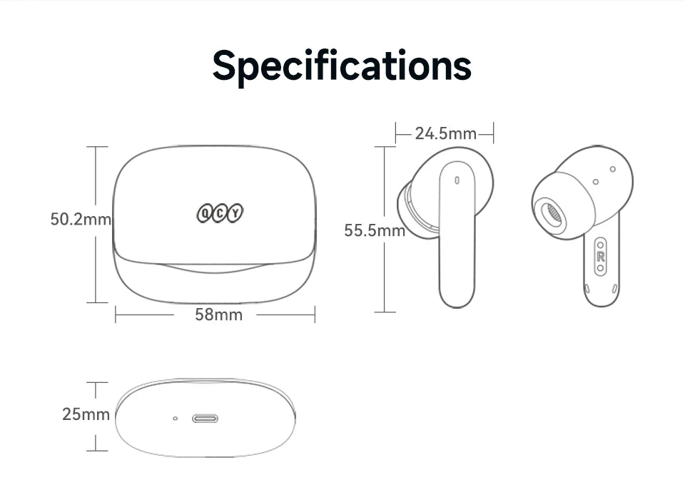 QCY MeloBuds N50 Wireless Earbuds Adaptive Hybrid ANC Bluetooth 5.4 Earphones 6Mics ENC 12mm Dynamic Driver Headphones 28H