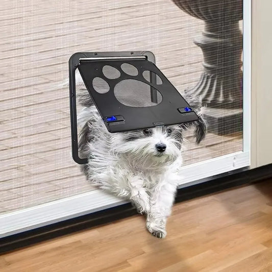 Plastic Pet Lockable Screen Door Automatic Lock Magnetic Flap Dog Flap Door Ventilation Weatherproof Self-Closing Pet Door