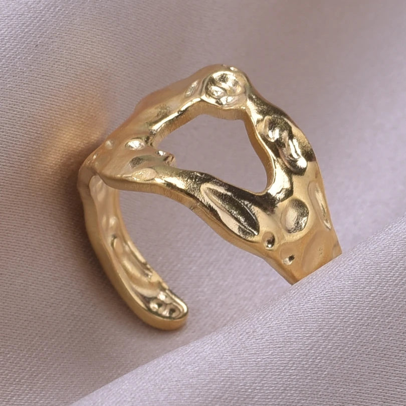6pcs/lot Wholesale Various Chunky Rings Real Gold Plated Love Abstract DIY Shell Star Sun Bat Shaped Rings Women Jewelry Gifts