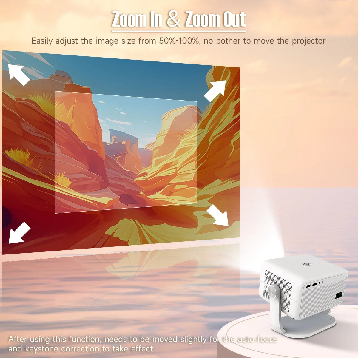 Magcubic L018 650ANSI 1080P Native Projector, 360° Rotation, Auto Focus & 6D Keystone, Android 14 WiFi6 BT5.4 8K Decoding Portable