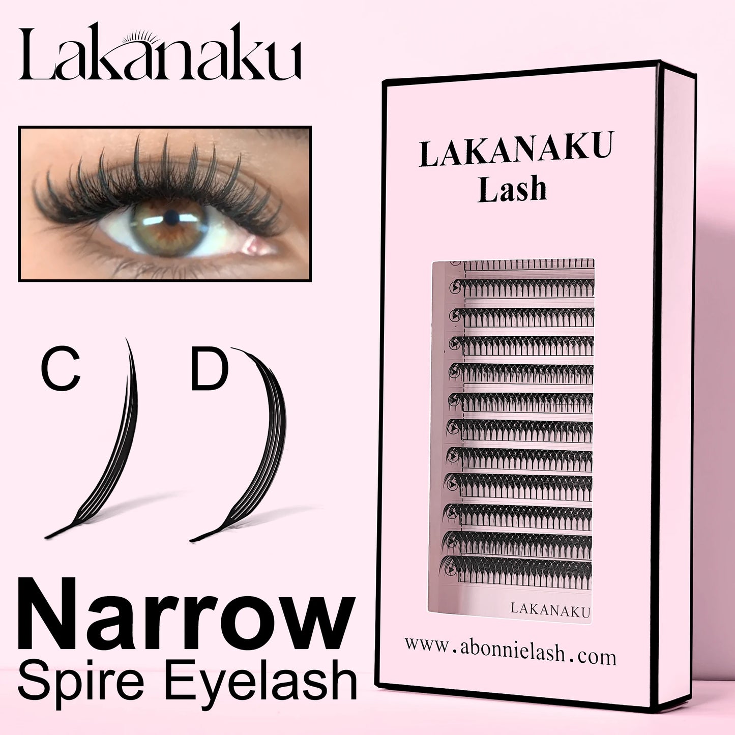 Lakanaku Narrow Spire Eyelashes Extension Anime Lashes Premade Manga Style Feather Lightweight Premade Fans Extension for Makeup