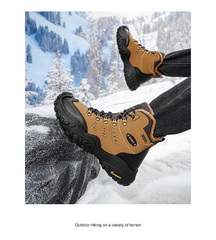 Autumn and Winter Men's Outdoor Sports and Travel Fleece-Lined Warm Snow Boots, Christmas Gifts, Birthday Gifts, Halloween Gifts