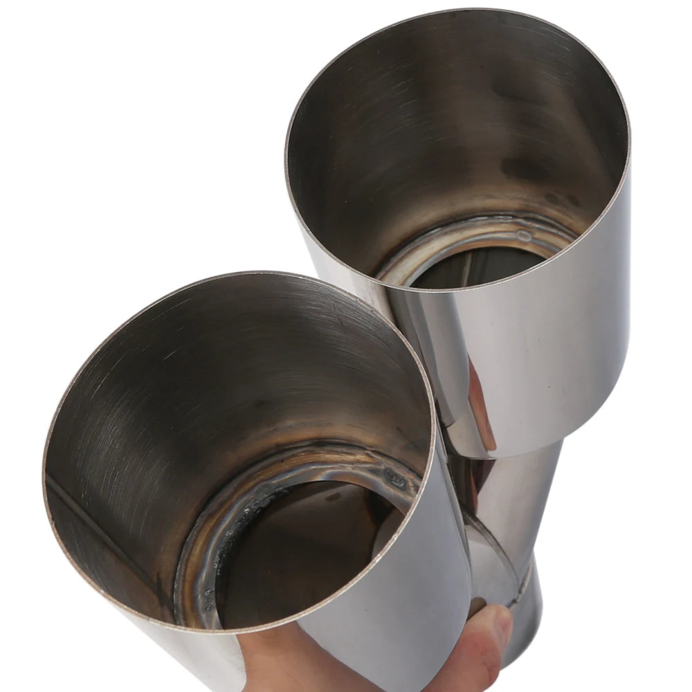 Car Stainless Steel Muffler Tip Y Shape Double Exit Exhaust Pipe Mufflers Universal Fits Exhaust Pipes with a Diameter of 63mm