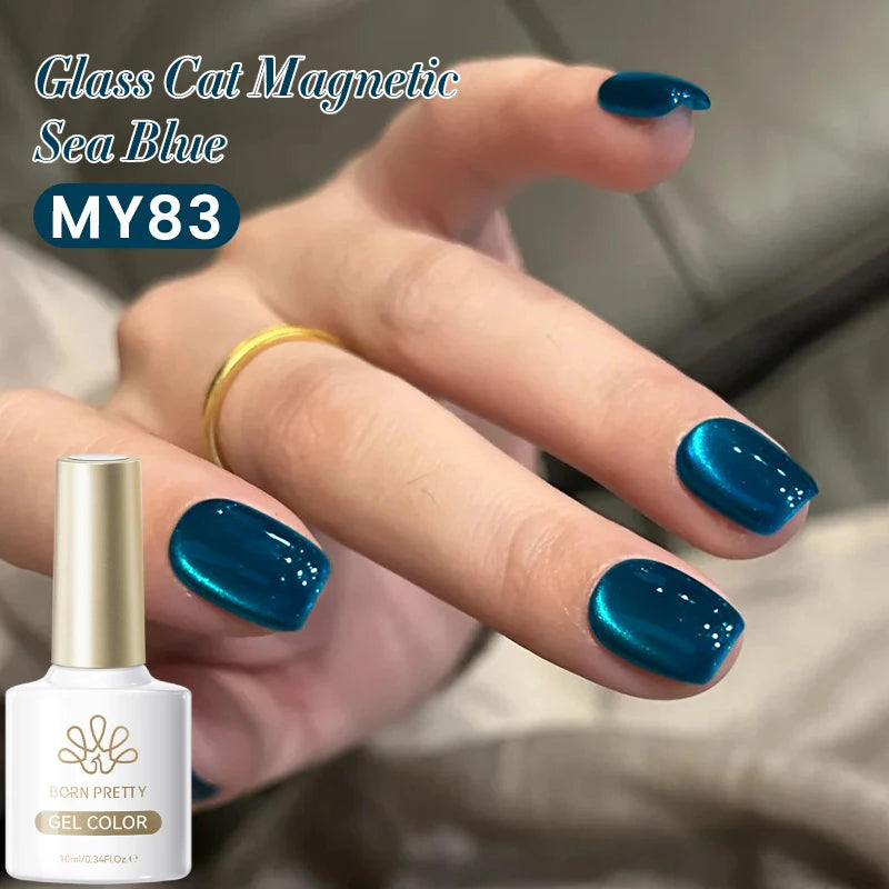 BORN PRETTY 10ml Grey Glass Bead Cat Magnetic Gel Nail Polish Black Nails Nail Art Manicure Semi Permanent Soak Off UV Gel