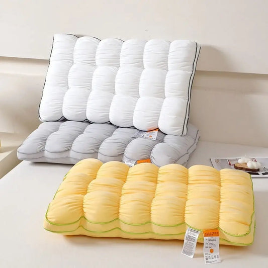Slow Rebound Quilted Sleep Pillow Skin-friendly Comfortable Quilted Cooling Pillow Breathable Fluffy Cloud Bread Pillow Adult