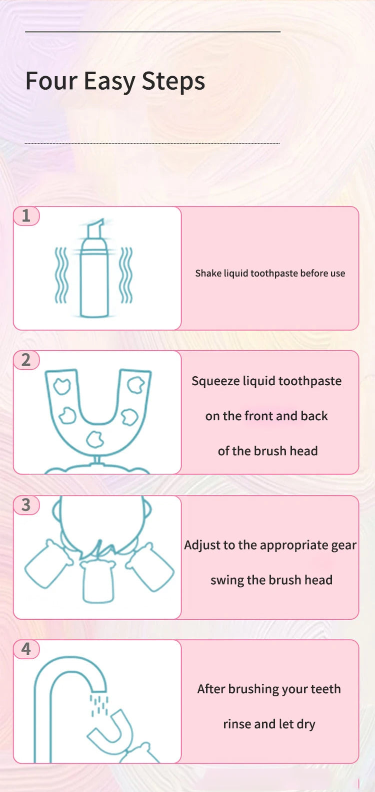 U-shaped Sonic Electric Toothbrush for Kids Children Cartoon Rechargeable USB 360 Degrees Automatic Toothbrushes Blue Light IPX7