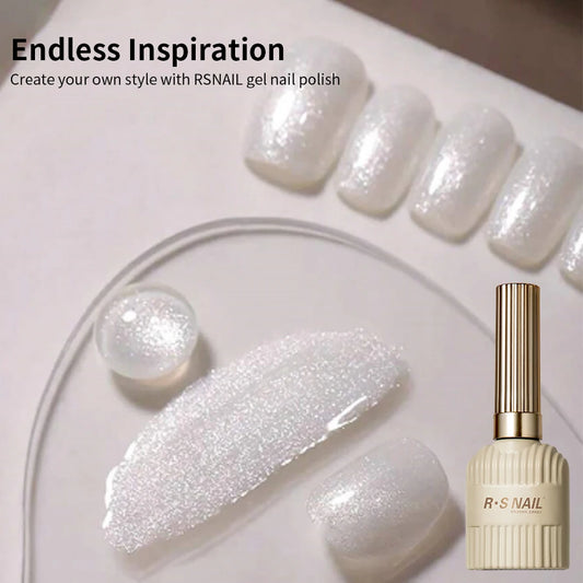 RSNAIL Milky White Nail Gel Polish Sparkling Moonlight Flash Gel Polish High Gloss Sparkling White Summer SoakOff UV LED Varnish