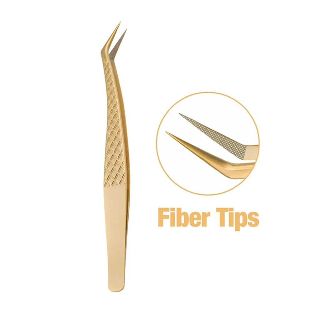 Fadvan Tweezers for Lashes Extension Fiber Tips Stainless Steel Makeup Tweezers Anti-static Free Print Your Logo