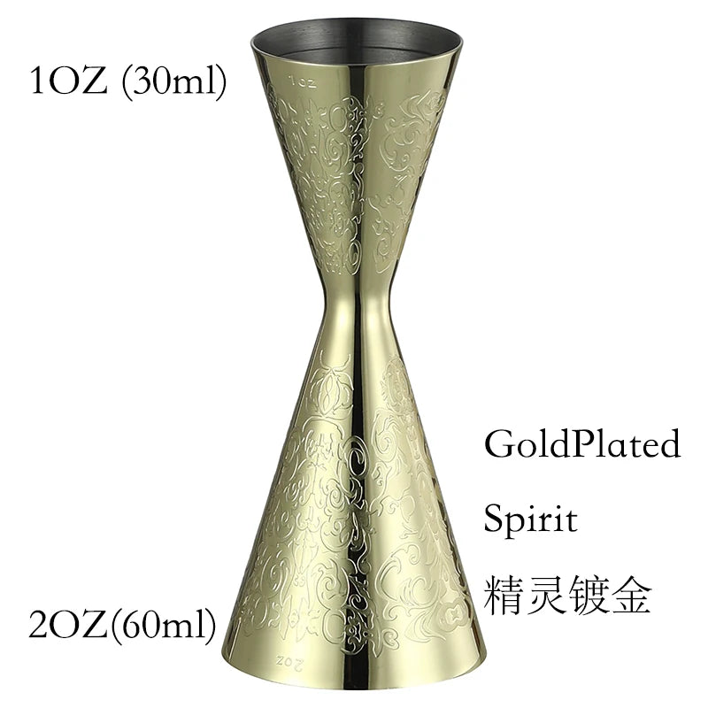 Integrated-Style Jigger Double Cocktail Jigger Bar Measure with Etched Pattern Bar Tools