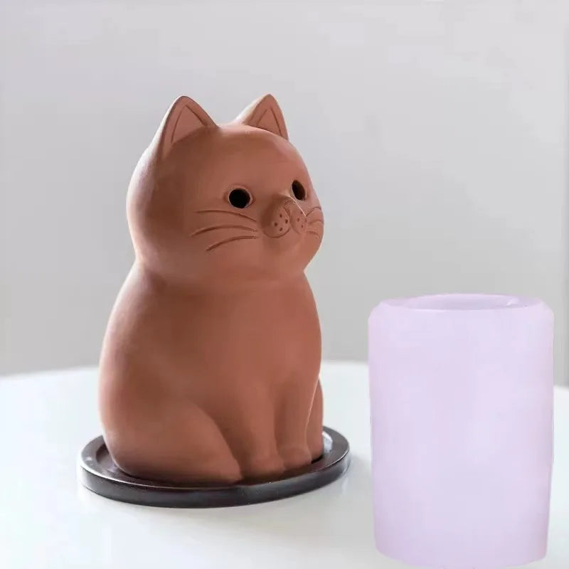 Sitting Cat Silicone Mold Handmade Soap Candle Making Supplies DIY Kitten Candle Soap Plaster Crafts Resin Concrete Mold