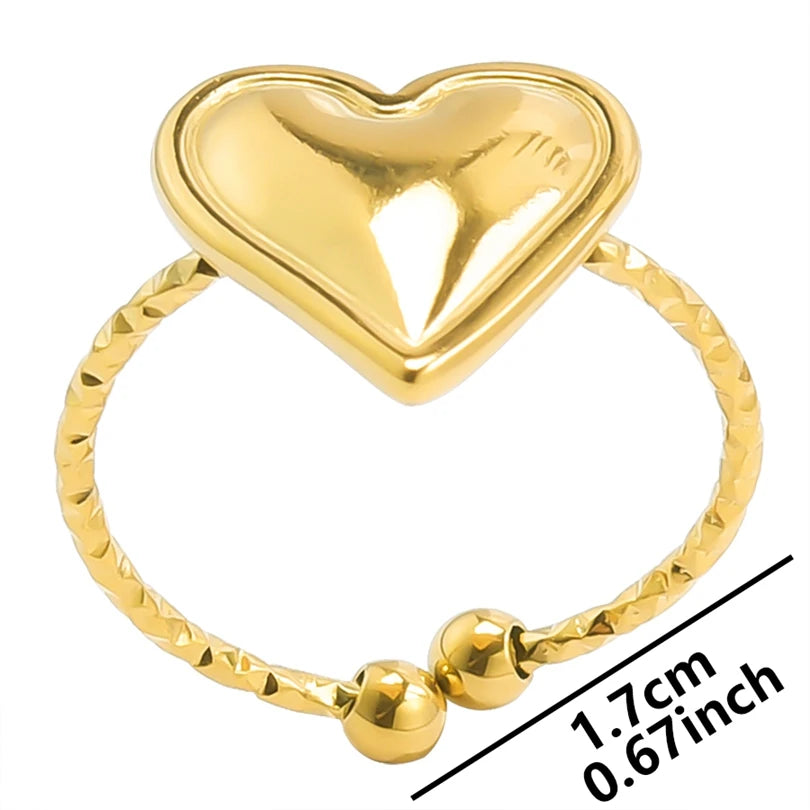 6pcs/lot Wholesale Various Chunky Rings Real Gold Plated Love Abstract DIY Shell Star Sun Bat Shaped Rings Women Jewelry Gifts