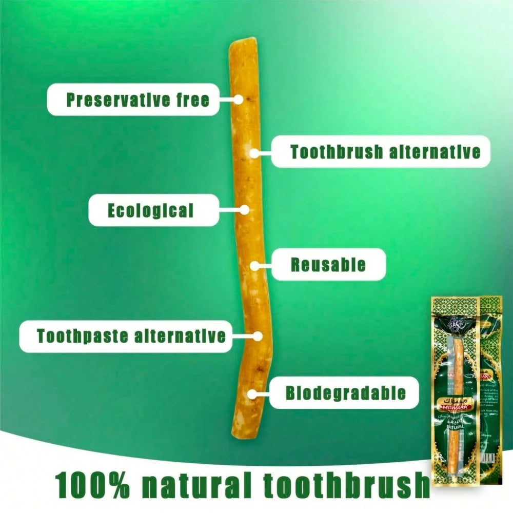 3 Mixed Flavors Miswak Sticks Toothbrush - Natural Arabic Plants For Healthy Teeth , Fresher Breath ( Mint & Original & Clove )