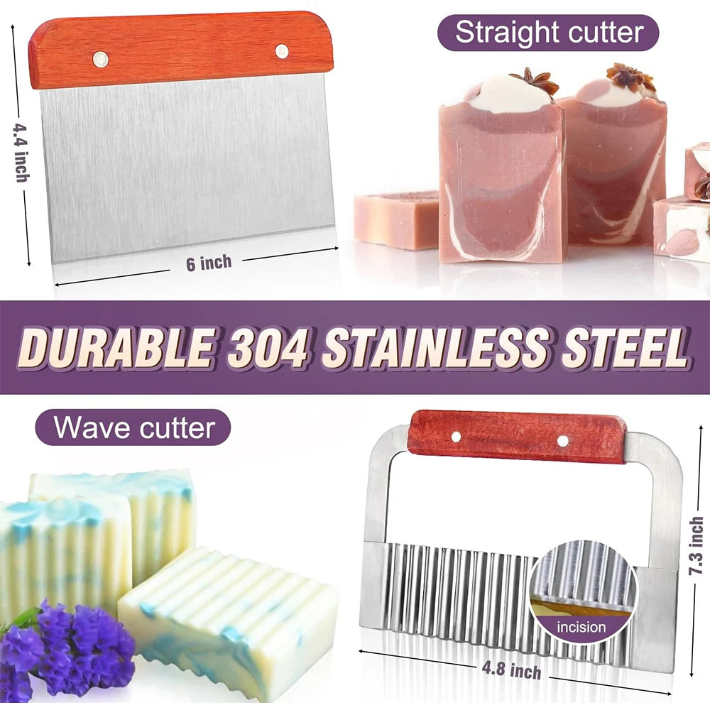 Rectangular Handmade Soap Molds Kit with Cutter DIY 42 Oz Flexible Silicone Wooden Box Soap Mold Mermaid Fish Tail Mold Gifts
