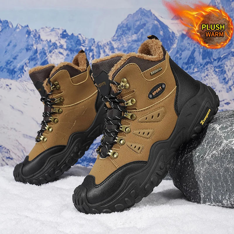 Autumn and Winter Men's Outdoor Sports and Travel Fleece-Lined Warm Snow Boots, Christmas Gifts, Birthday Gifts, Halloween Gifts