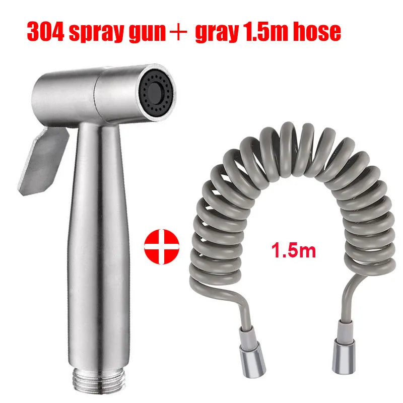 Personal Care Hand Held Spray Portable Bidet Toilet Sprayer Dual Control Angle Valve Stainless Steel Bathroom Accessories Bidets