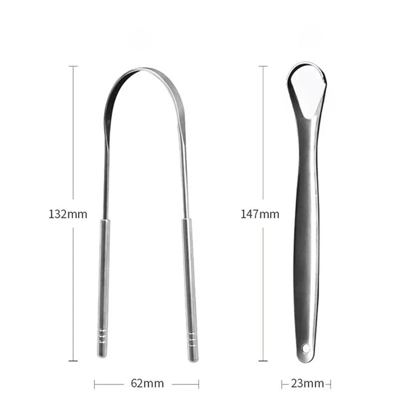 2Pcs Tongue Scraper Stainless Steel Tongue Cleaner Oral Care Hygiene Scraper Dental Oral Care Hygiene Health Care Tool