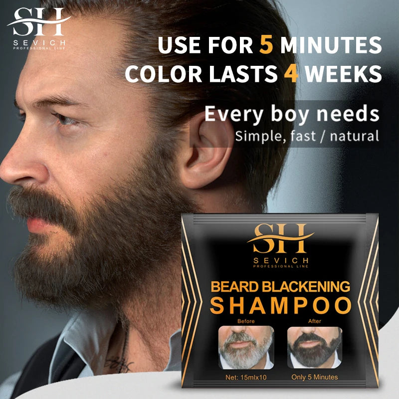 5-20PCS Natural Hair Dye Black Beard Shampoo Beard Paint Men Beard Coloring Dye 5 Minutes Temporary Blackening Moustache Shampoo