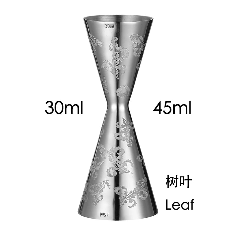 Integrated-Style Jigger Double Cocktail Jigger Bar Measure with Etched Pattern Bar Tools