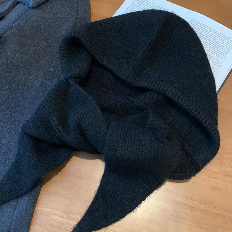 Winter Hats for Women Knitted Polyester Hooded Scarf Hat for Women Balaclava Knit Skull Cap Beanie Hat
