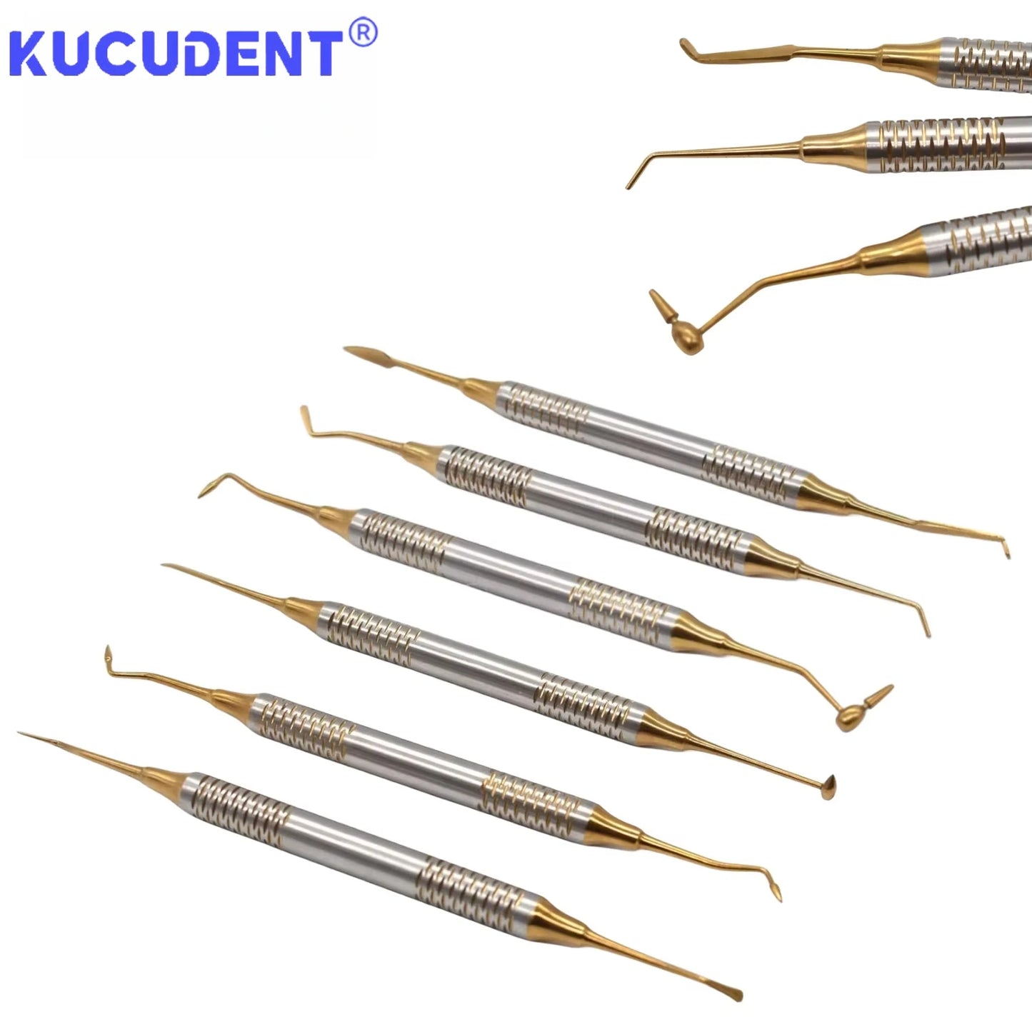 6Pcs/Kit Dental Composite Resin Filling Spatulas Titanium Plated Double Head Restoration Tool Set for Orthodontic Dentist Clinic