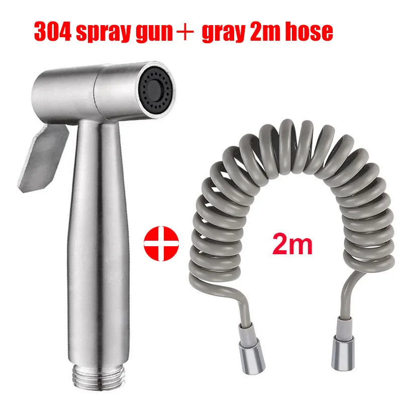 Personal Care Hand Held Spray Portable Bidet Toilet Sprayer Dual Control Angle Valve Stainless Steel Bathroom Accessories Bidets