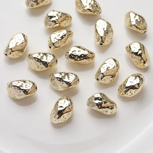 4PCS Dainty Brass Irregular Beads Spacer Bead for Jewelry Making Bracelet Necklace Supplies DIY 14k Gold Plated Accessory 14*9mm