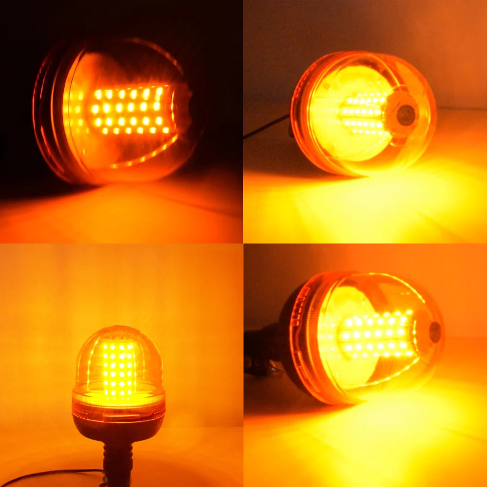 JALN7 12V/24V Dual Voltage LED Strobe Beacon - 360° Rotating Amber Warning Light for Trucks, Trailers & Marine Vehicles