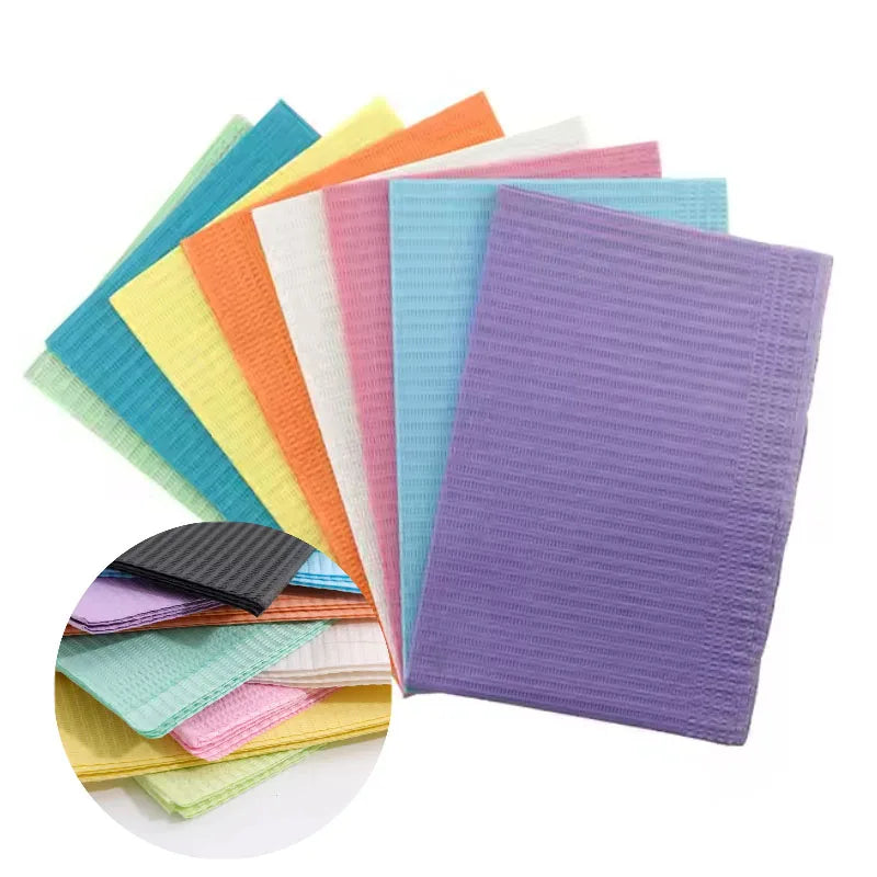 125Pcs/Pack Disposable Dental Clean Bib Pad Multicolour Tattoo Bibs Table Covers Clean Patient Dental Napkins Tattoo Accessories