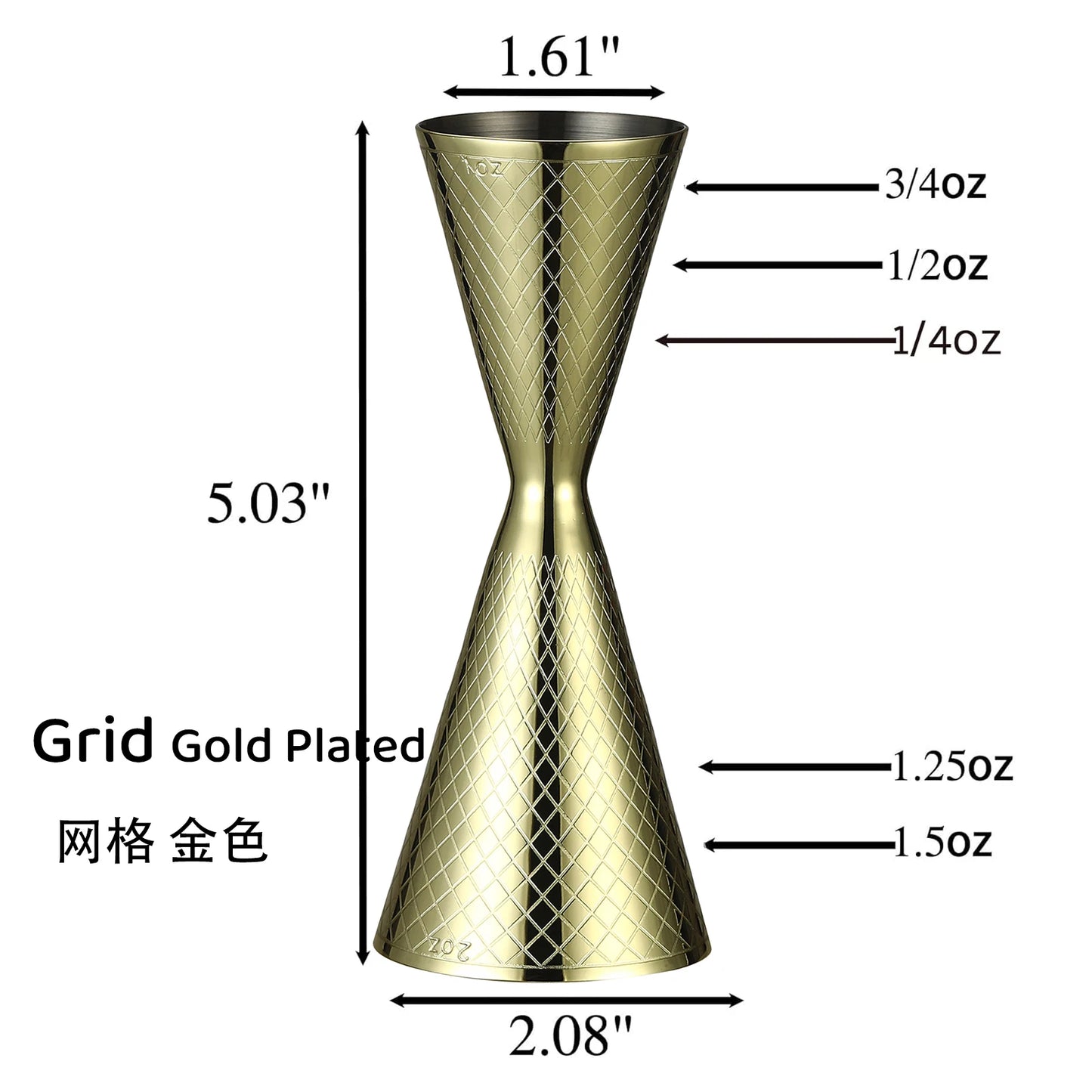 Integrated-Style Jigger Double Cocktail Jigger Bar Measure with Etched Pattern Bar Tools