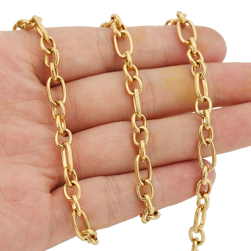1 Meter Stainless Steel Large Heavy Chunky Hip Hop Punk Link Gold Color Chains DIY Jewelry Materials Handmade Necklace Bracelets