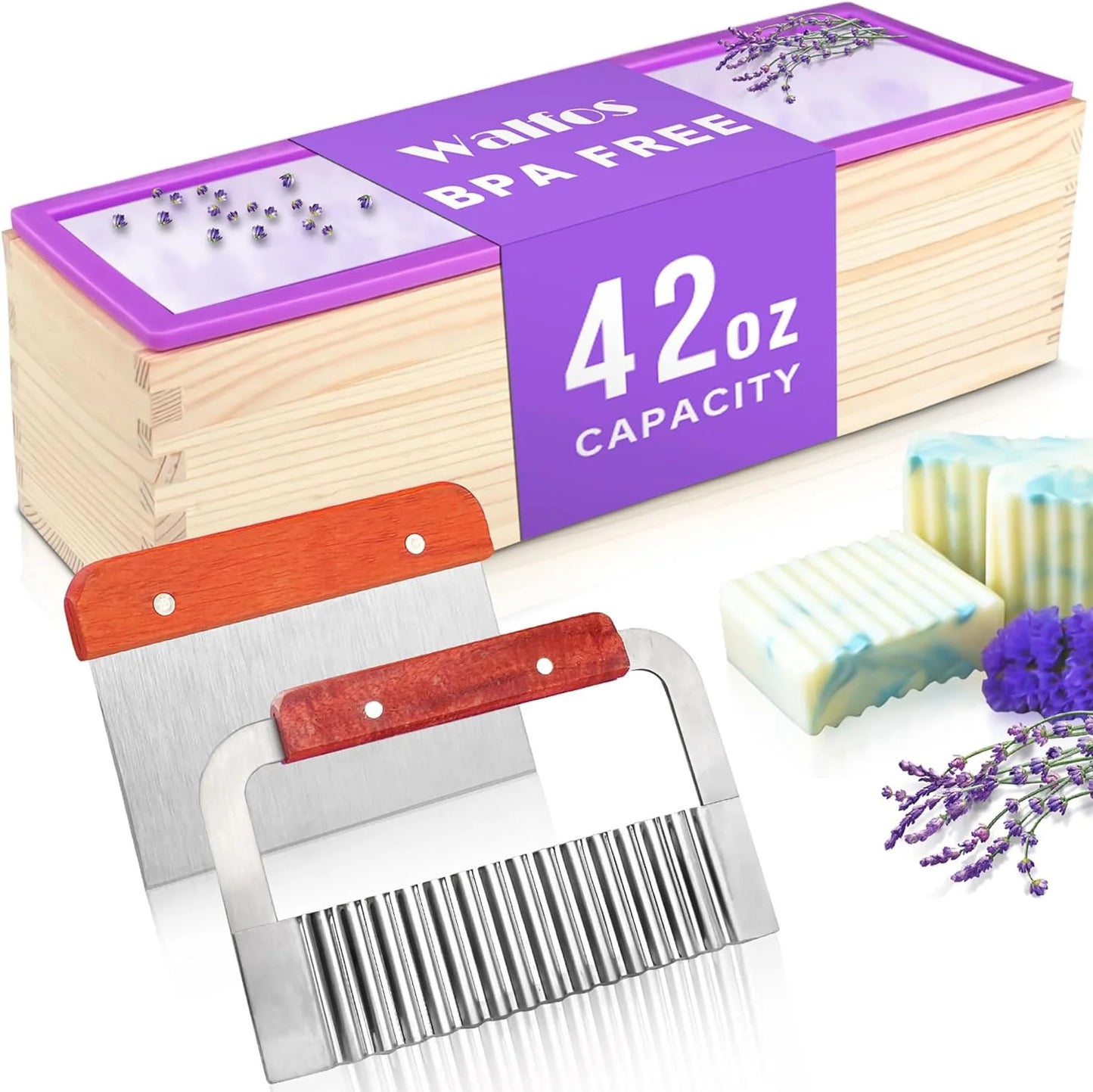 Rectangular Handmade Soap Molds Kit with Cutter DIY 42 Oz Flexible Silicone Wooden Box Soap Mold Mermaid Fish Tail Mold Gifts