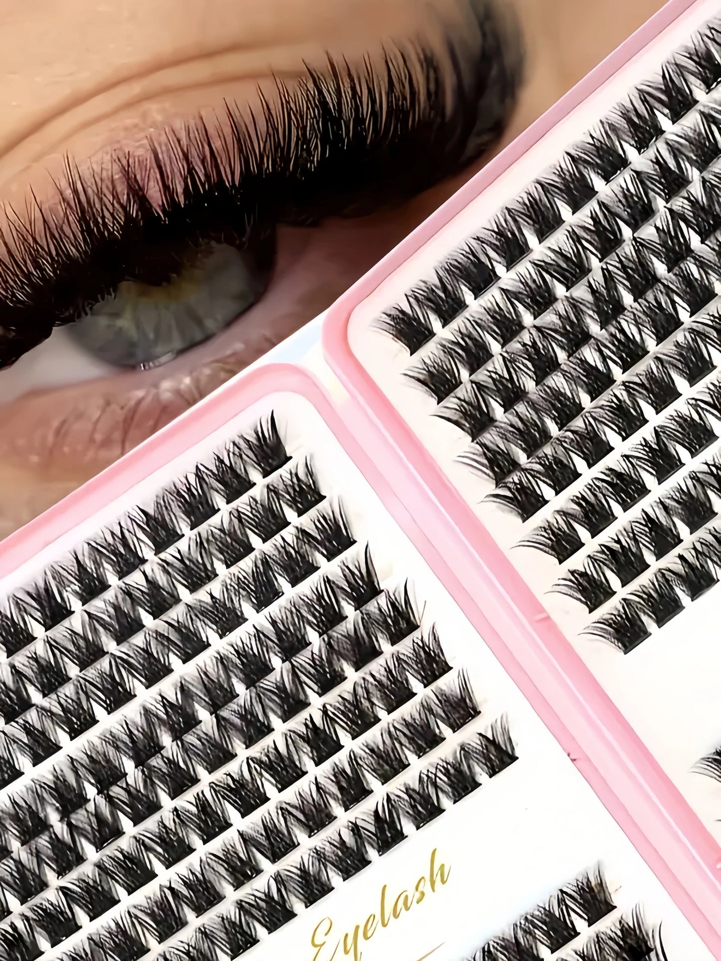 1Box Individual Lashes Clusters DIY Lash Extensions Book, D Curl Lash Clusters Eyelash Extension at Home
