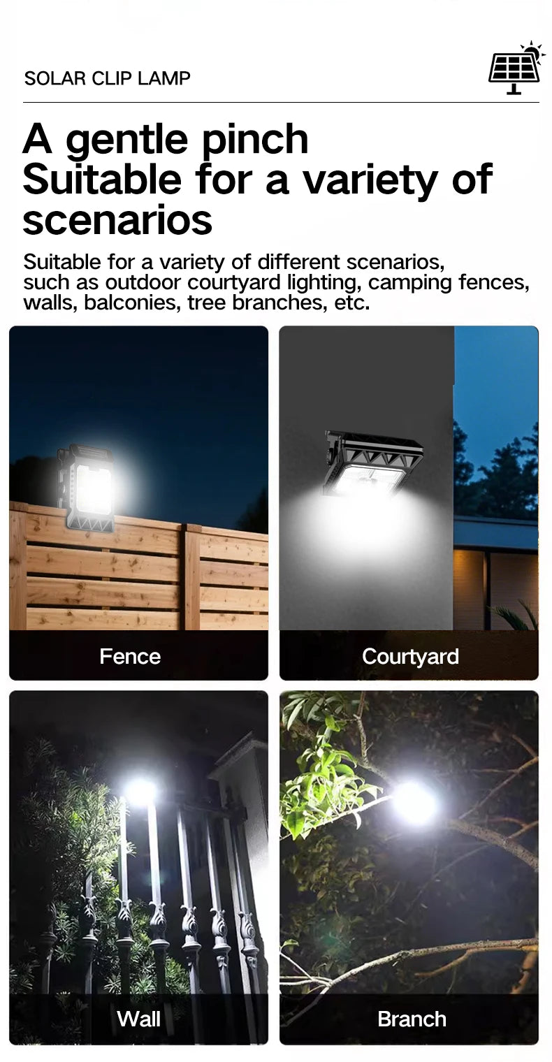 Outdoor Solar Light Clamp On Motion Sensor Lights Waterproof Work Light 3 Light Modes Camping Lamp Fence Walls Garage Led Lamps