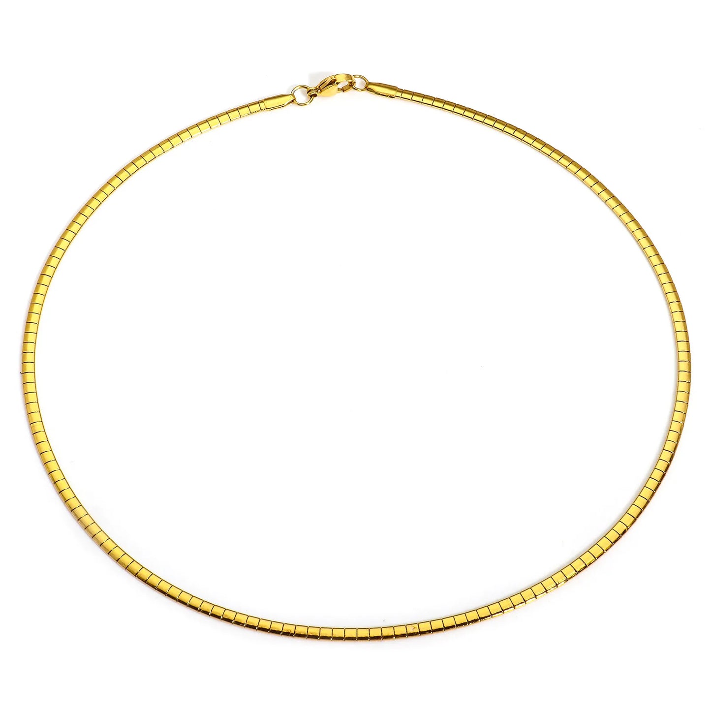 1 Piece 304 Stainless Steel  Chain Collar Neck Ring Necklace For Women Men Golden/Silvery Punk Jewelry 45cm(17 6/8") Long