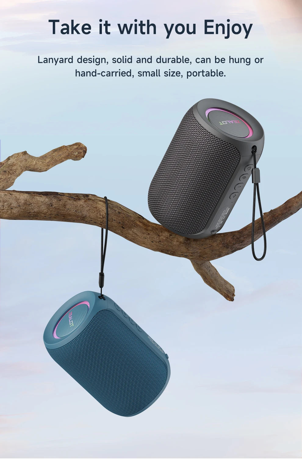 ZEALOT-S32PRO Powerful Bluetooth Speaker, Bass Wireless, LED Light, Outdoor Speakers, Subwoofer, Waterproof Sound Box Support