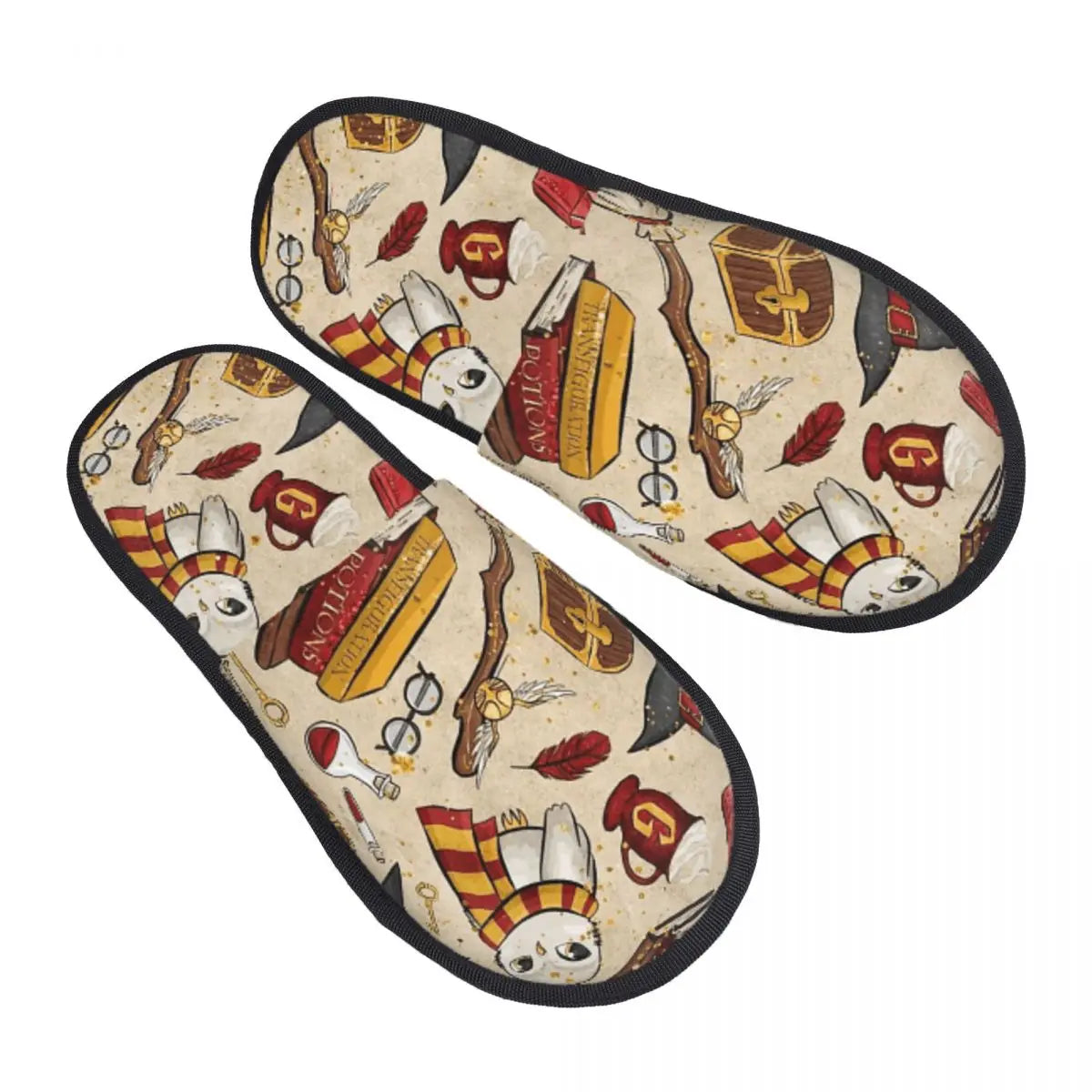 Winter House Cotton Slippers Harrys Potters Magic School Accessories Household Fur Slides Slippers Indoor Cozy Anti Slip Slides