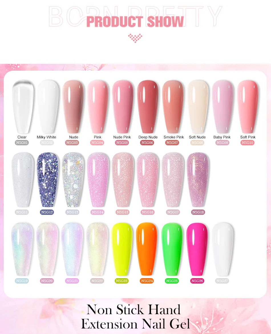 BORN PRETTY Non-Stick Hand Extension Gel Nail Polish 15ml 3D Shaping/Sculpting/Carving Milky Jelly UV/LED Nail Art Hard Gel