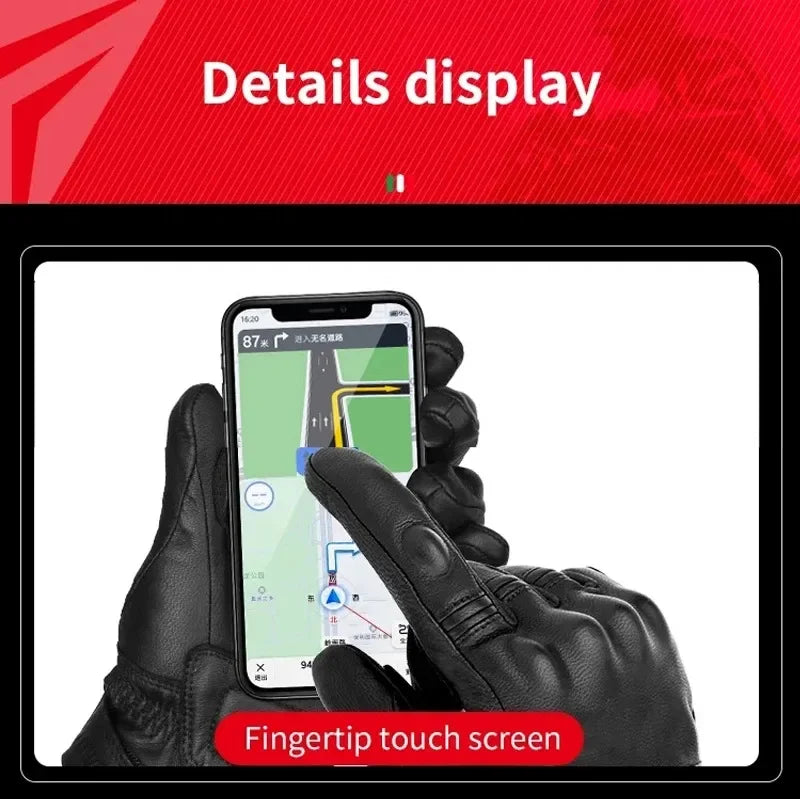 Motowolf Winter Motorcycle Bike Warmer Gloves Windproof Thermal Touch Screen for Men Women Genuine Leather Riding Accessories