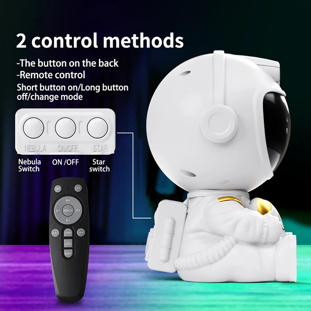 Remote Control Astronaut Galaxy Projector Night Light 360° Rotatable Nebula Star Lamp for Kids Bedroom Party Ceiling Decor