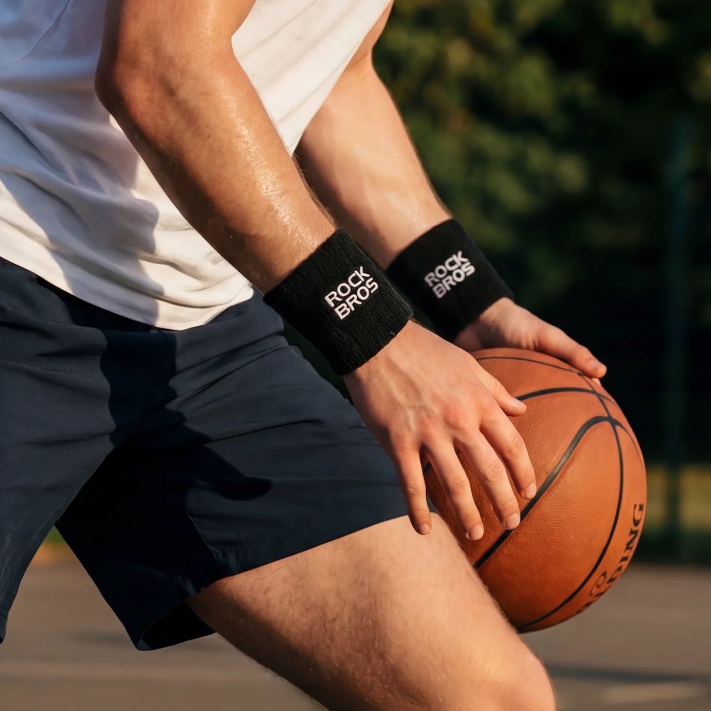ROCKBROS Adjustable Wrist Support Brace Sweatbands Sports Wristband Wicking Athletic Sweatband for Tennis, Basketball, Running