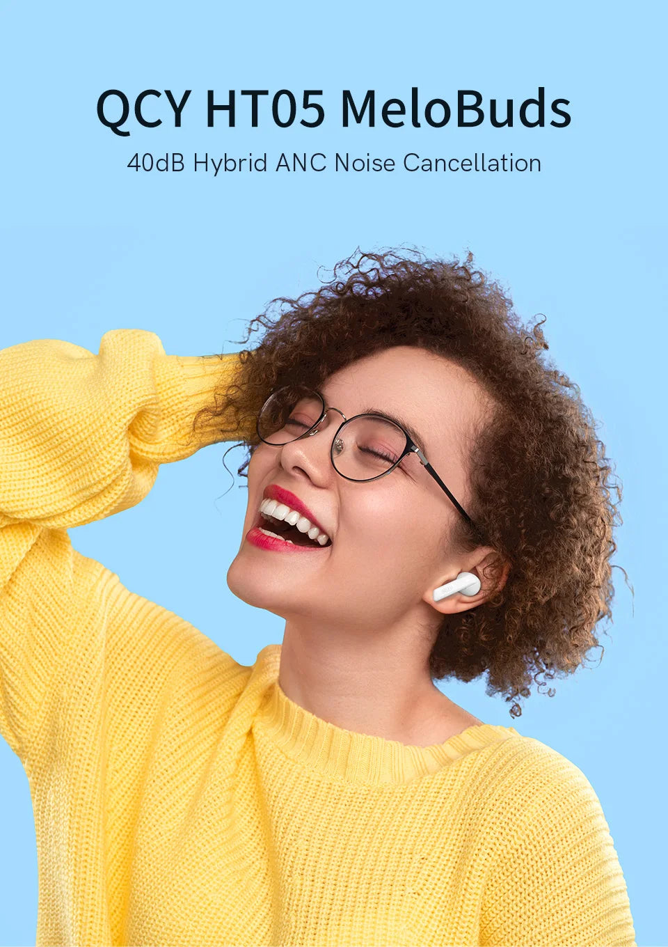 QCY HT05 Melobuds ANC Wireless Earbuds 40dB Multi-Mode ANC 6 Mics AI-Enhanced Calls Bluetooth 5.2 Earphones Transparency 30H